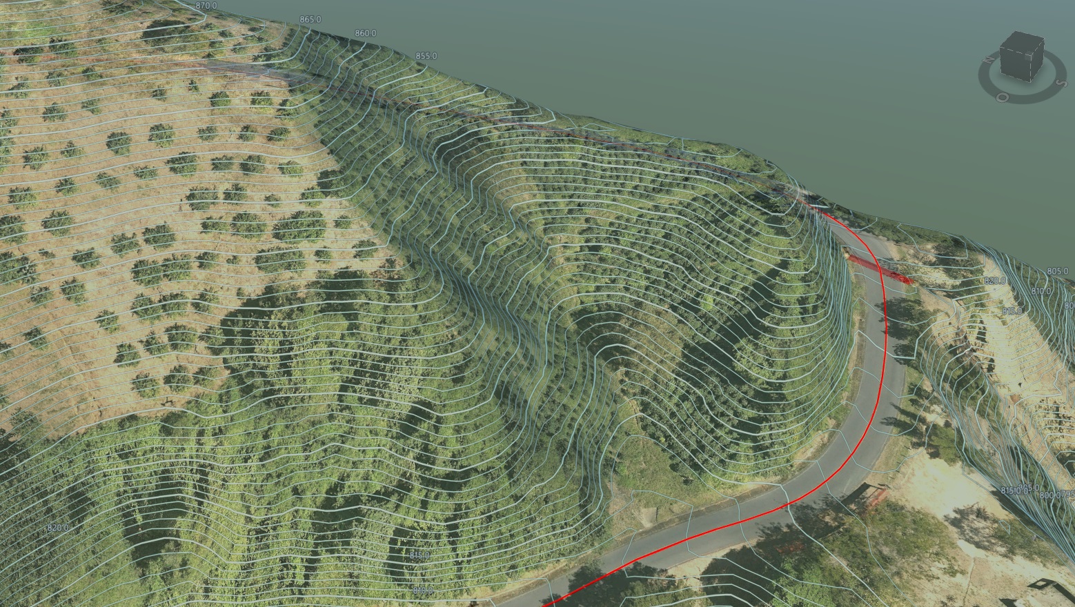 Ortofoto y modelo digital del terreno generado con topografía con drones